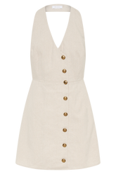 Lorraine Linen Halter Mini Dress - Natural